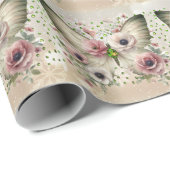 Papier Cadeau Muted Floral Butterfly (Coin rond)