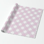 Papier Cadeau muted pastel pink white gingham plaid print (Déroulé)