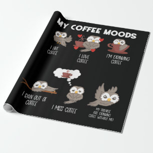 Papier Cadeau My Coffee Moods Owl Gift Owl Love Coffee Cadeau