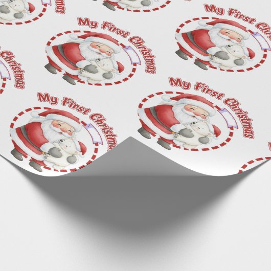 Papier Cadeau My First Christmas Santa Claus Gift Wrapping Paper (Coin)