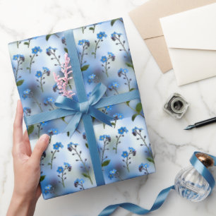 Papier Cadeau Myosotis délicats dans un bleu aéré