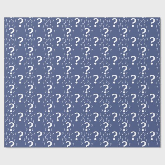 Papier Cadeau Mystère question marque énigme puzzle bleu (Plat)