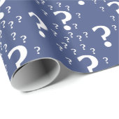 Papier Cadeau Mystère question marque énigme puzzle bleu (Coin rond)