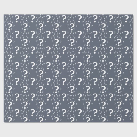 Papier Cadeau Mystère question marque énigme puzzle bleu-gris (Plat)
