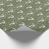 Papier Cadeau Mystère question marque énigme puzzle vert olive (Coin)