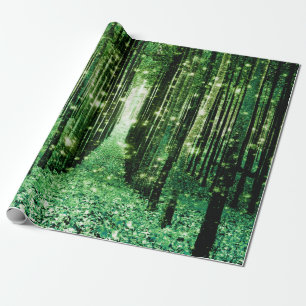 Papier Cadeau Mystère vert de la Forêt Magique