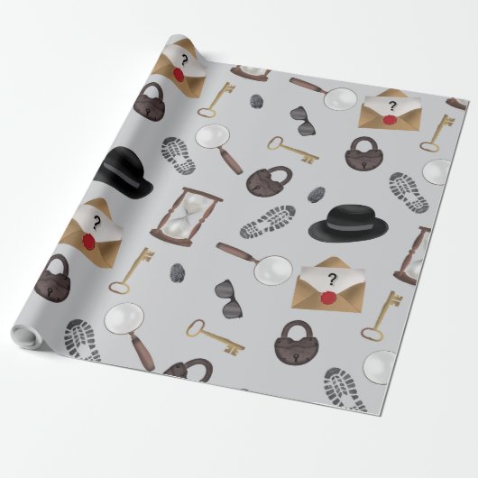 Papier Cadeau Mystery Kids Secret Agent Spy Detective Thème (Déroulé)