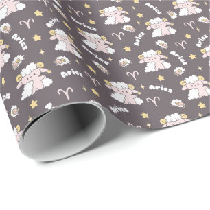 Papier Cadeau Mystic Aries Zodiac Night Bunny et Ram