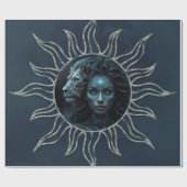 Papier Cadeau Mystical connection,  mystical woman and the lion. (Plat)