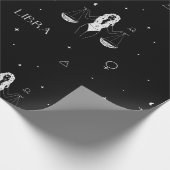 Papier Cadeau Mystical Libra Zodiac Pattern in Black and White (Coin)
