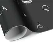 Papier Cadeau Mystical Libra Zodiac Pattern in Black and White (Coin rond)