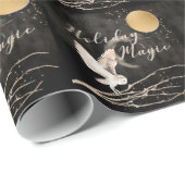 Papier Cadeau Mystical Owl Holiday Magic Sparkle Moon (Coin rond)