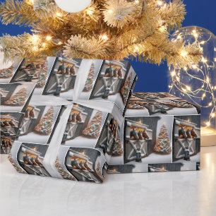 Papier Cadeau Nacre de Noël avec arbre