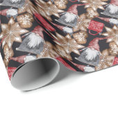 Papier Cadeau Nain drôle, Mug à café rouge, Cookies bruns (Coin rond)