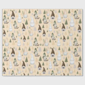 Papier Cadeau Nains de l'hiver Forêt Beige (Plat)