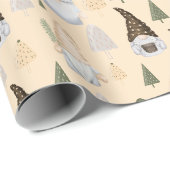 Papier Cadeau Nains de l'hiver Forêt Beige (Coin rond)