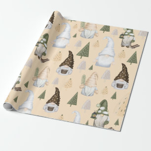 Papier Cadeau Nains de l'hiver Forêt Beige