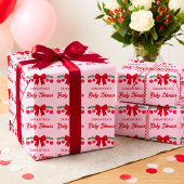 Papier Cadeau Naissance Cerise à Ruban Gingham Rou