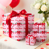 Papier Cadeau Naissance Cerise à Ruban Gingham Rou