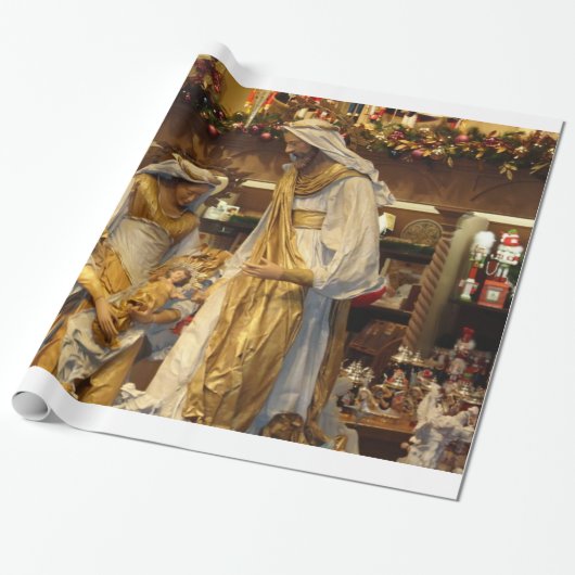 Papier Cadeau Naissance de Jésus avec Mary et Joseph (Déroulé)
