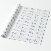 Papier Cadeau Name Calligraphy Script Plain Simple White Blue (Déroulé)