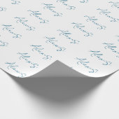 Papier Cadeau Name Calligraphy Script Plain Simple White Blue (Coin)