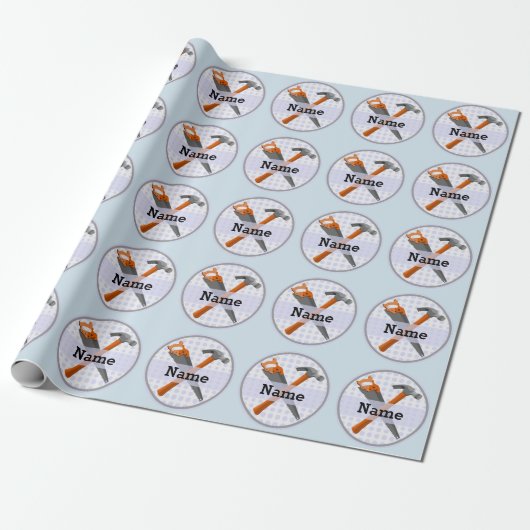 Papier Cadeau Named Personalized Tools design for boys. (Déroulé)