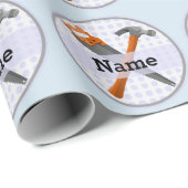 Papier Cadeau Named Personalized Tools design for boys. (Coin rond)