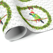 Papier Cadeau Nanday Concure Parrot à Santa Hat pour Noël (Coin rond)
