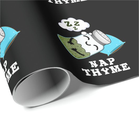 Papier Cadeau Nap Thyme Funny Dormir Herbe Pun Dark BG (Coin rond)