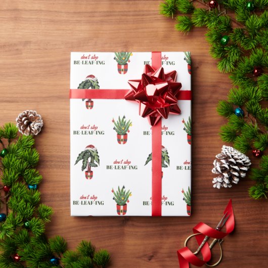 Papier Cadeau N'arrêtez pas de Beleafing Poted Plante Père Noël (Cadeau de vacances)