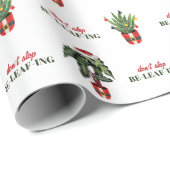 Papier Cadeau N'arrêtez pas de Beleafing Poted Plante Père Noël  (Coin rond)