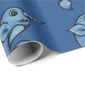 Papier Cadeau narval bleu mignon (Coin rond)