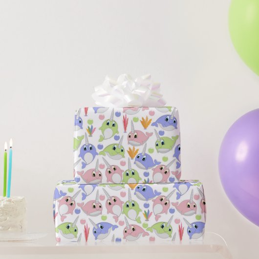 Papier Cadeau Narvals colorés pour enfants (Cadeaux de fête)