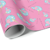 Papier Cadeau Narwhal avec Heart Valentine's Day Wrapper Paper (Coin rond)