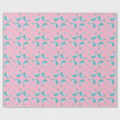 Papier Cadeau Narwhal Baby shower rose fille baleine (Plat)