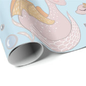 Papier Cadeau Narwhal, bleu layette en pastel de dragon (Coin rond)