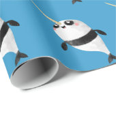 Papier Cadeau Narwhal et panda dans un (Coin rond)