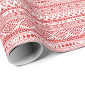 Papier Cadeau Native American : Red Ink Doodle. (Coin rond)