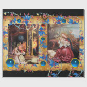 PAPIER CADEAU NATIVITÉ AVEC ANGELS, PARCHEMENT FLORAL DE NOËL (Plat)