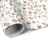 Papier Cadeau Nativité chrétienne de Noël (Coin rond)