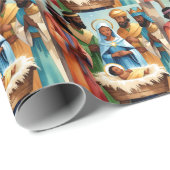 Papier Cadeau Nativité de la Saint-Nativité Noël (Coin rond)