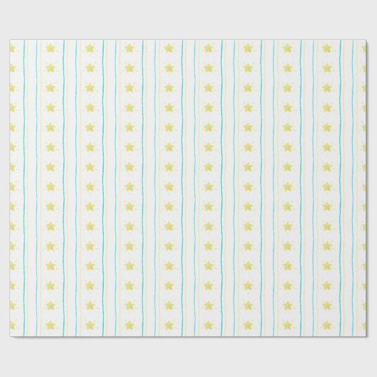 Papier Cadeau Nativité de l'aquarelle Étoiles de Noël (Plat)