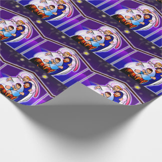 Papier Cadeau Nativité de Noël avec Jésus-Bébé