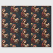 Papier Cadeau Nativité de Noël Vierge Marie & Jésus (Plat)