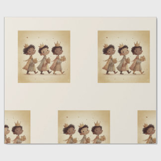 Papier cadeau Nativité des Trois Sages Noirs 2