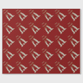 Papier Cadeau Nativité moderne rouge et or Noël de crèche (Plat)