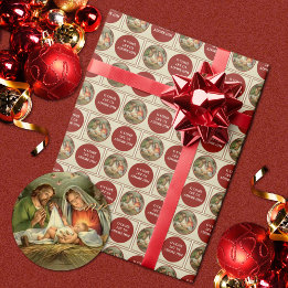 Papier Cadeau Nativité religieuse de Noël Vintage