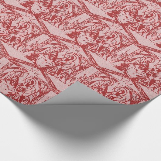 Papier Cadeau Nativité rouge (Coin)