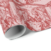 Papier Cadeau Nativité rouge (Coin rond)